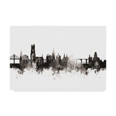 Michael Tompsett 'Fribourg Switzerland Skyline Black White' Canvas Art,22x32